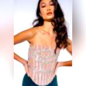 Rhinestone Mesh Corset